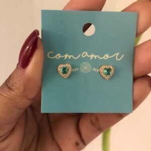 brinco coração de luz cravejado