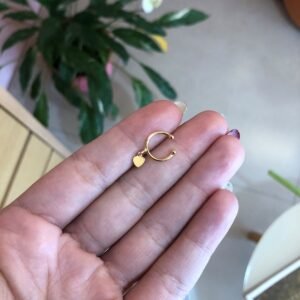 piercing fake pingente coração